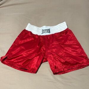 Just Don Red Satin Kids Shorts with White Elastic Waistband